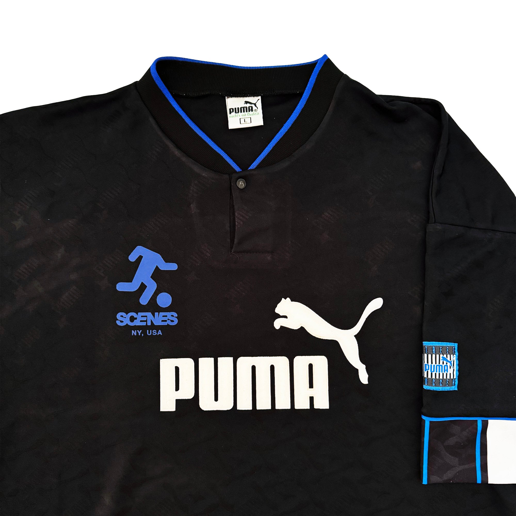ウェア VTG 90S PUMA STREET SOCCER CLUB JERSEY Vintage 90s Blue Puma Street Soccer Cup T-Shirt - Large