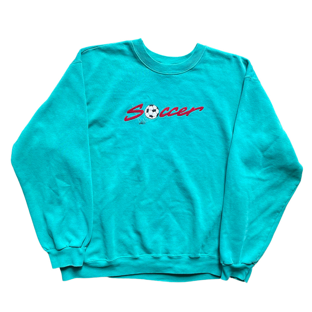 "Soccer" Embroidered Sweatshirt - L